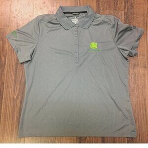 John Deere Grey Women's Polo T Shirt Size Extra Large 44" Chest Polyester